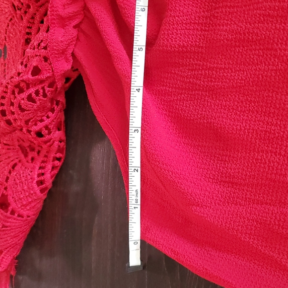 Red off the shoulder ruffled top - Picture 6 of 6